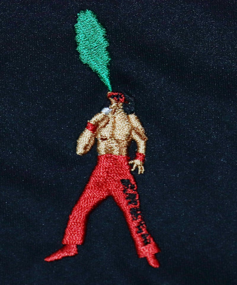 受注生産】グレート・ムタ「毒霧緑」刺繍ドライポロシャツ（黒