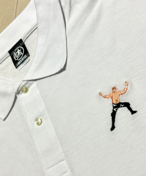 武藤敬司「LOVEポーズ」刺繍ポロシャツ（白） | KEIJI MUTO OFFICIAL SHOP
