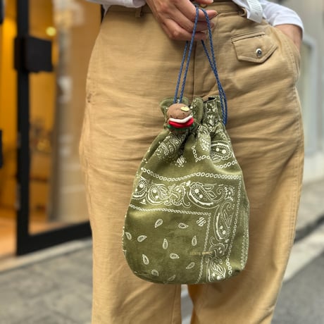 Demodee アップリケトートバッグ　BEAR(パールネックレス)：NAVY DEMODEE SATIN BAG POLAR BEAR | SAKAN LES YEUX