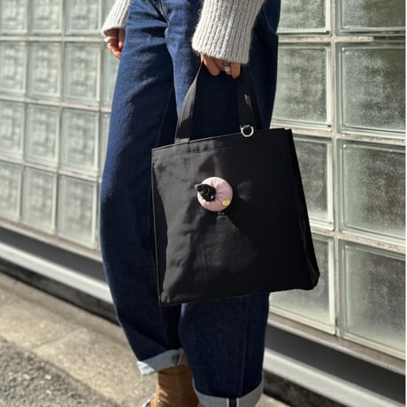 Demodee アップリケトートバッグ　BEAR(パールネックレス)：NAVY Demodee アップリケトートバッグ BEAR(パールネックレス)：NAVY