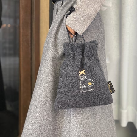 Demodee アップリケトートバッグ　BEAR(パールネックレス)：NAVY Demodee アップリケトートバッグ BEAR(パールネックレス)：NAVY