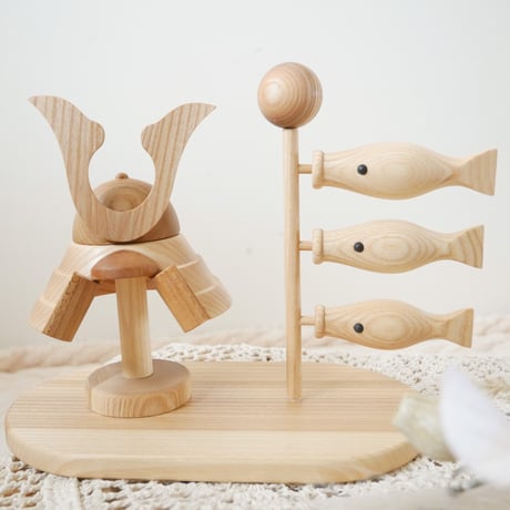 即納！13時まで当日発送〈節句販売商品〉Wooden KABUTO & KOINOBORI