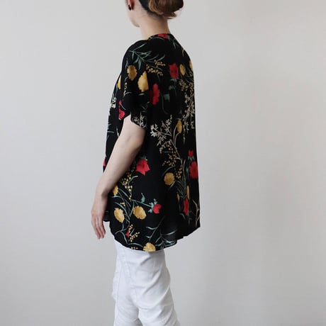 Black floral print blouse