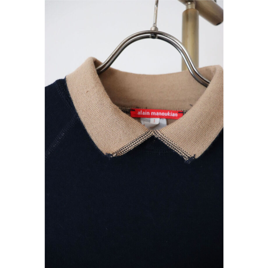 Alain manoukian Dark navy camel collar knit pull