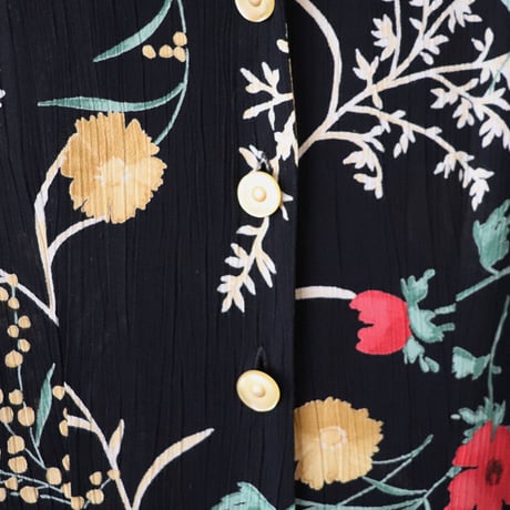 Black floral print blouse