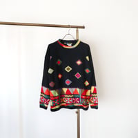 Graphic print knit pull