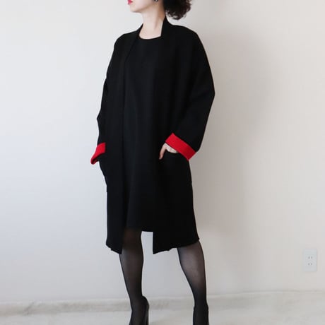 Black knit red hem gown