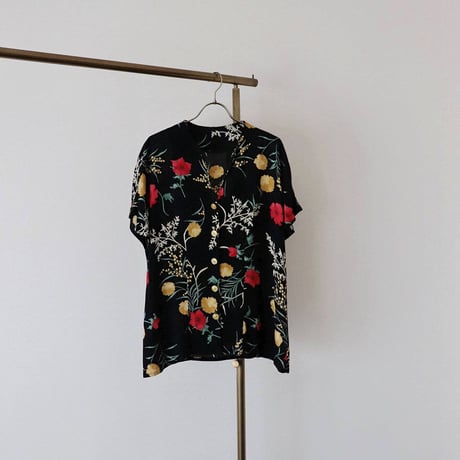Black floral print blouse