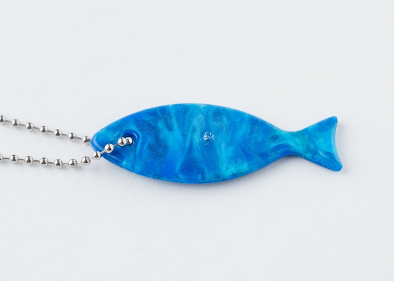 お魚キーホルダー（小）「青」 【材料回収地／香川県小豆島】 #8915