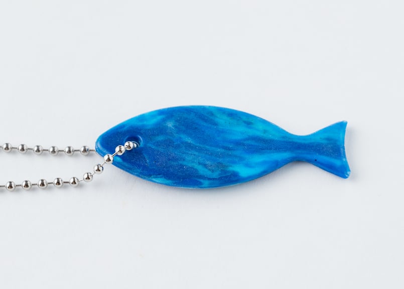 お魚キーホルダー（小）「青」 【材料回収地／香川県小豆島】 #8915