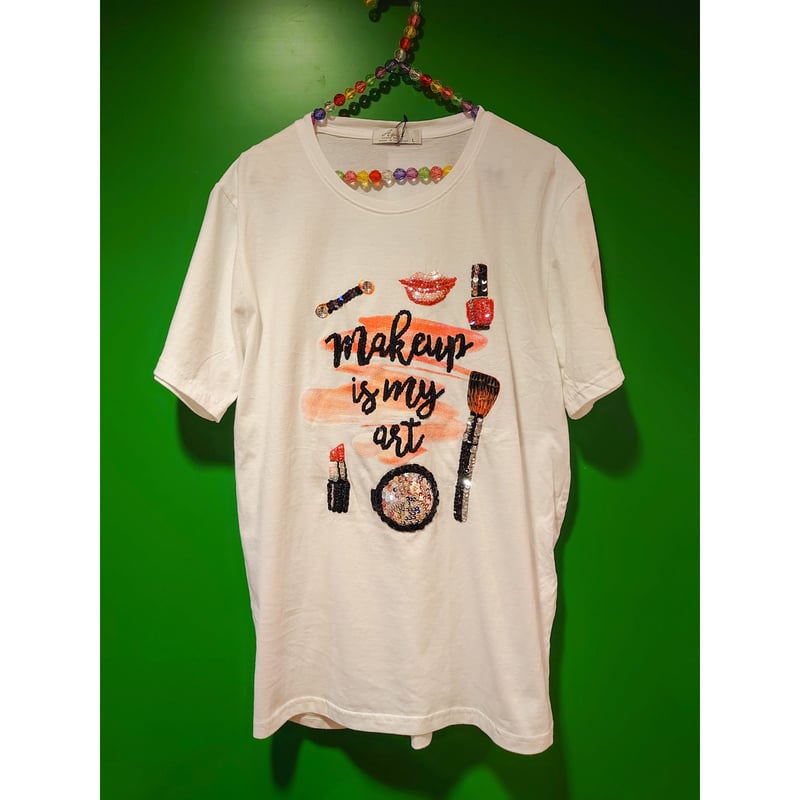 コスメモチーフビジュー刺繍Tシャツ | KOBE ZAC-ZAC