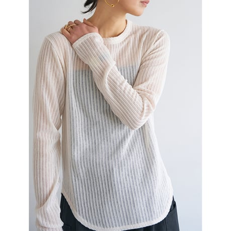 【 YENN 】　STRIPE SHEER RIB TEE