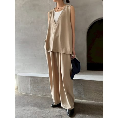 【 cafune 】　drape washer V neck vest