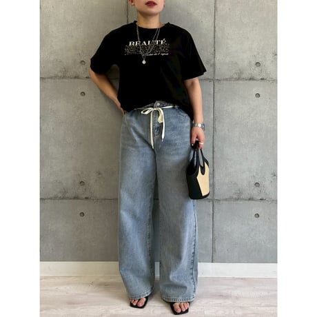 【 ROSIEE 】　レオパードチュール重ねTシャツ