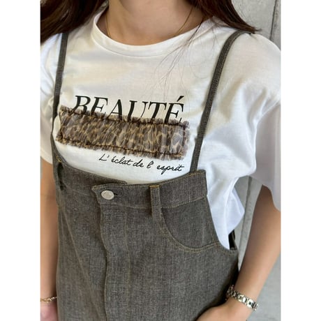 【 ROSIEE 】　レオパードチュール重ねTシャツ