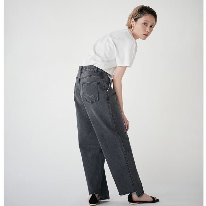 【YENN】HIGH RISE TUCK WIDE PT GRAY