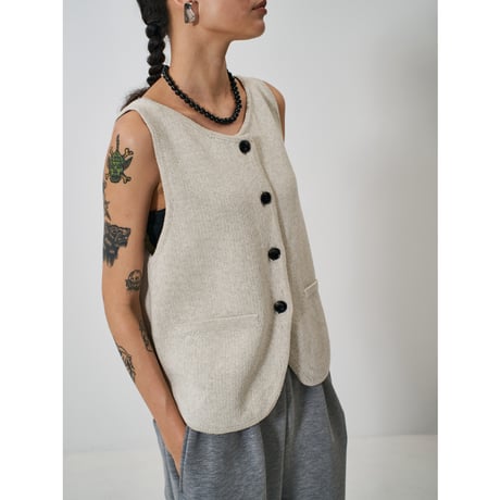 【 YENN 】 BOAT NECK KNIT VEST