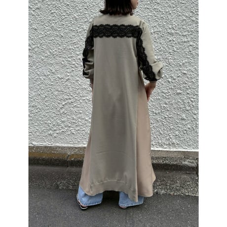【 ROSIEE 】 後レースライン布帛ニットワンピース