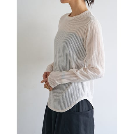 【 YENN 】　STRIPE SHEER RIB TEE