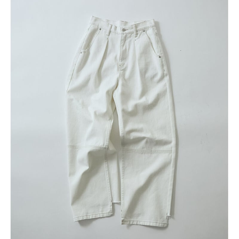 YENN 】HIGH RISE TUCK WIDE DENIM PT WHITE |