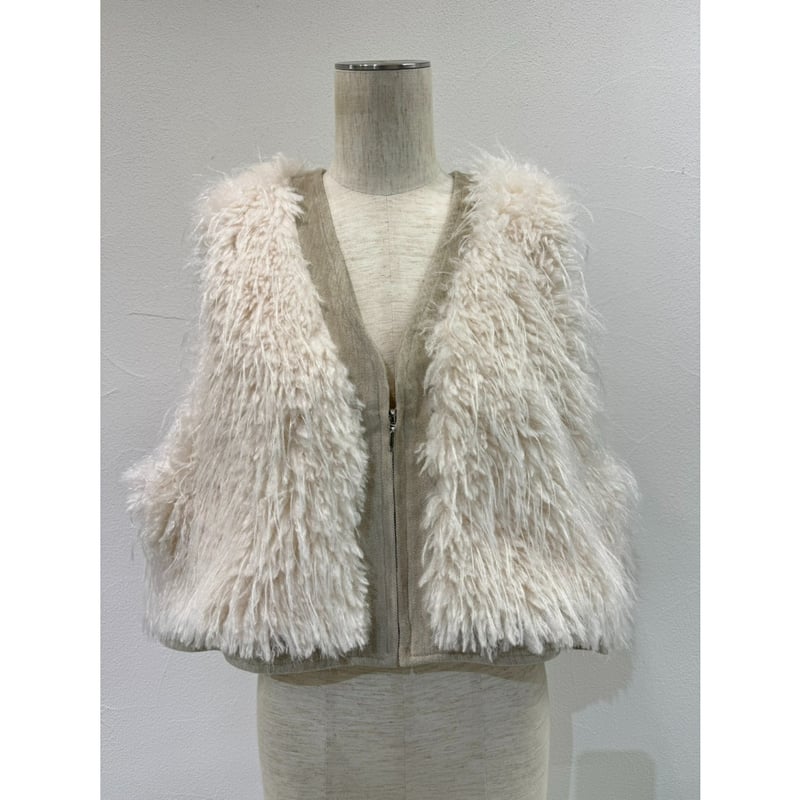 CYAN tokyo ミックスファージップベスト　グレー CYAN TOKYO】MIXファーZIPベスト | Selectshop shooby dooby