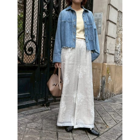【 cafune 】　sheer embroidery layered pants