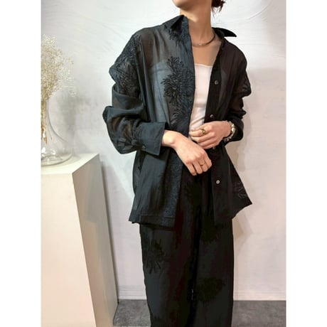 【 cafune 】 sheer embroidery shirt