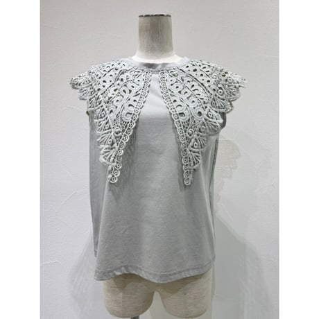 【 CYAN TOKYO 】 レースカラーノースリTOPS