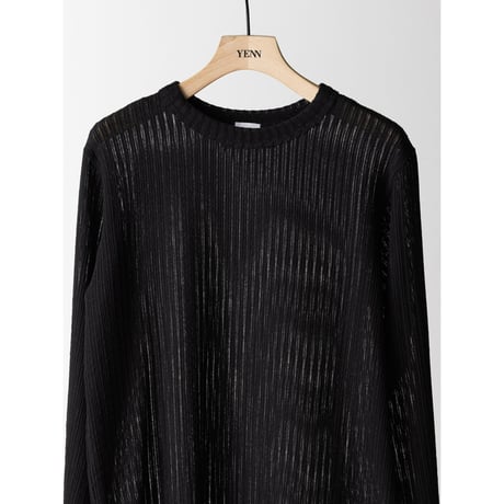 【 YENN 】　STRIPE SHEER RIB TEE