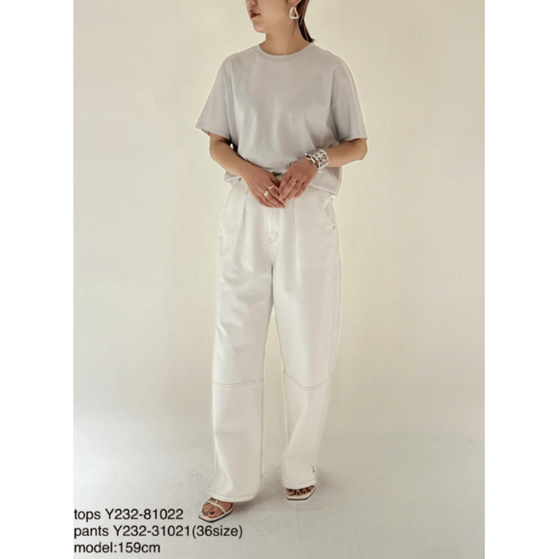 YENN  HIGH RISE TUCK WIDE DENIM PT WHITE