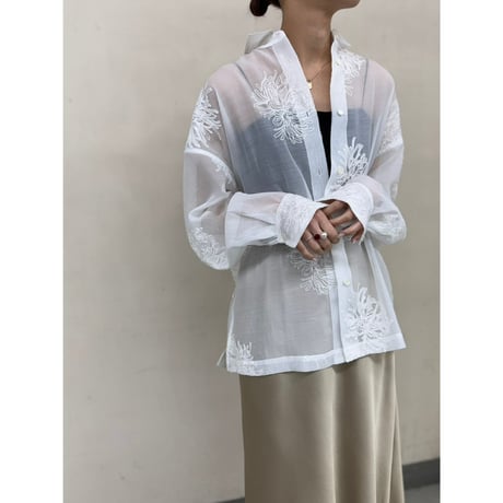 【 cafune 】 sheer embroidery shirt