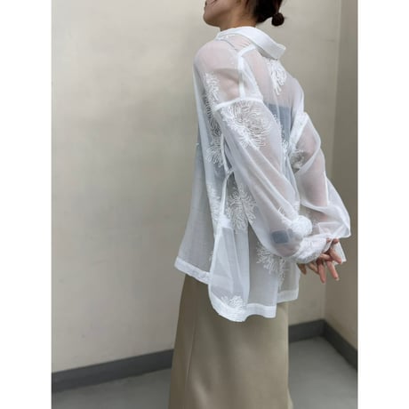 【 cafune 】 sheer embroidery shirt