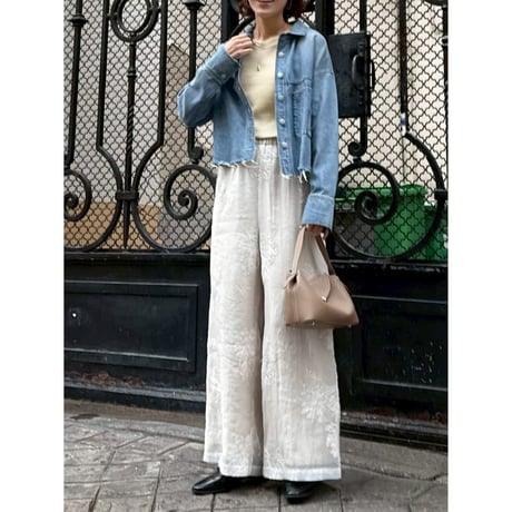 【 cafune 】　sheer embroidery layered pants