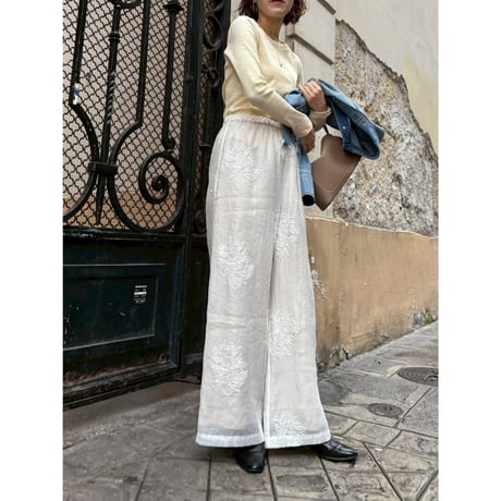 【 cafune 】　sheer embroidery layered pants