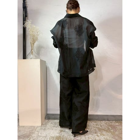 【 cafune 】 sheer embroidery shirt