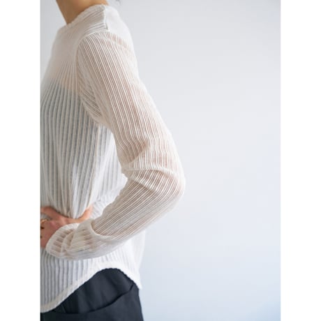 【 YENN 】　STRIPE SHEER RIB TEE