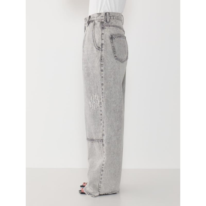 YENN HIGH RISE TUCK WIDE PANTS L/GRAY 36