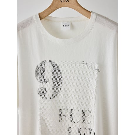 【 YENN 】 LACE FRAME LOGO TEE