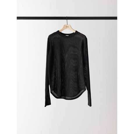 【 YENN 】　STRIPE SHEER RIB TEE