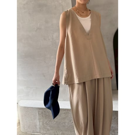 【 cafune 】　drape washer V neck vest