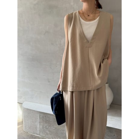 【 cafune 】　drape washer V neck vest