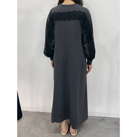 【 ROSIEE 】 後レースライン布帛ニットワンピース