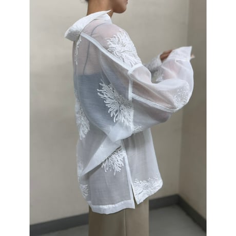 【 cafune 】 sheer embroidery shirt
