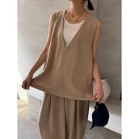 【 cafune 】　drape washer V neck vest