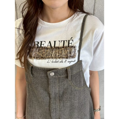 【 ROSIEE 】　レオパードチュール重ねTシャツ
