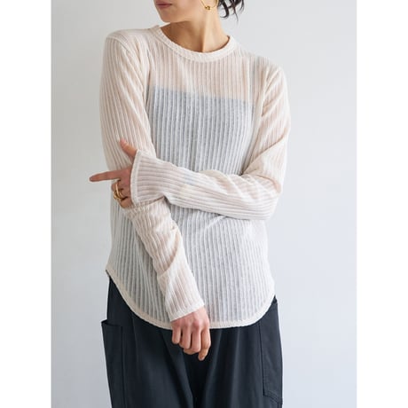 【 YENN 】　STRIPE SHEER RIB TEE