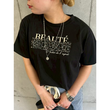 【 ROSIEE 】　レオパードチュール重ねTシャツ