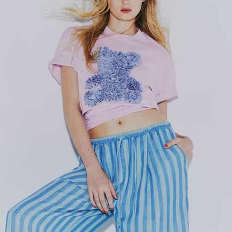 【 DSC 】　ベアフリル刺繍コットンTシャツ