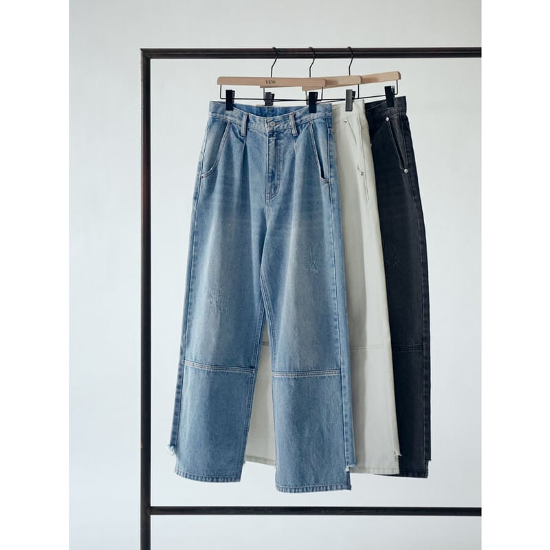 YENN  HIGH RISE TUCK WIDE DENIM PT WHITE