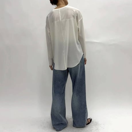 【 cafune 】　mat stretch georgette long T